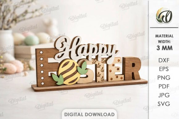 3D Easter Table Sign Laser Cut