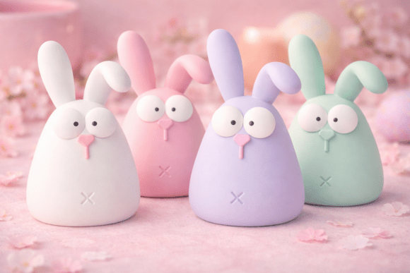 3D Kawaii Easter Bunny Figurine - 090