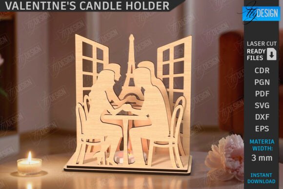 3D Valentine’s Candle Holder Laser Cut