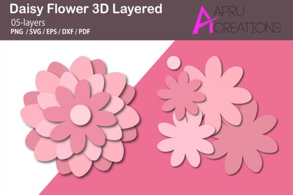 Daisy Flower 3D Layered SVG