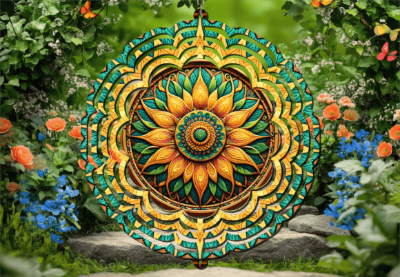 Mandala Sunflower 3D Floral Wind Spinner