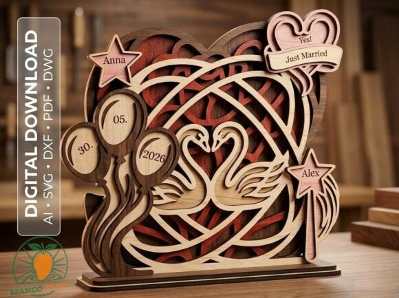 Strategic Applications of the 3D Wedding Swans Layered Laser Cut SVG in Creative Production
