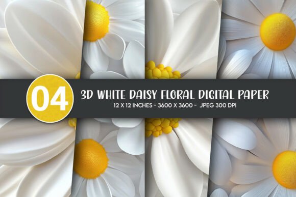 Transform Your Creative Projects with 3D White Daisy Floral Digital Paper